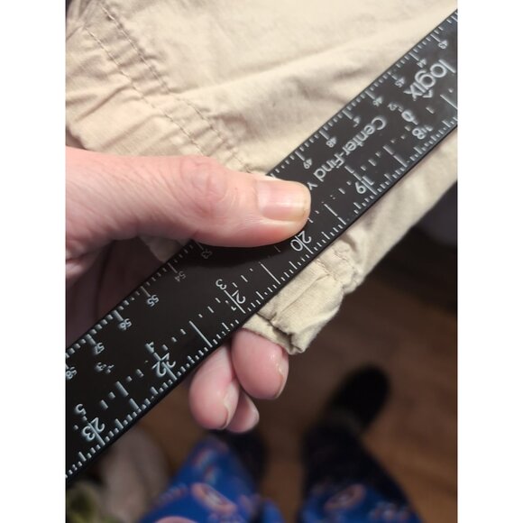 Chaps Denim Women’s Cargo Capri Pants Khaki Beige Size 10 Drawstring Hem Pockets - Picture 6 of 7